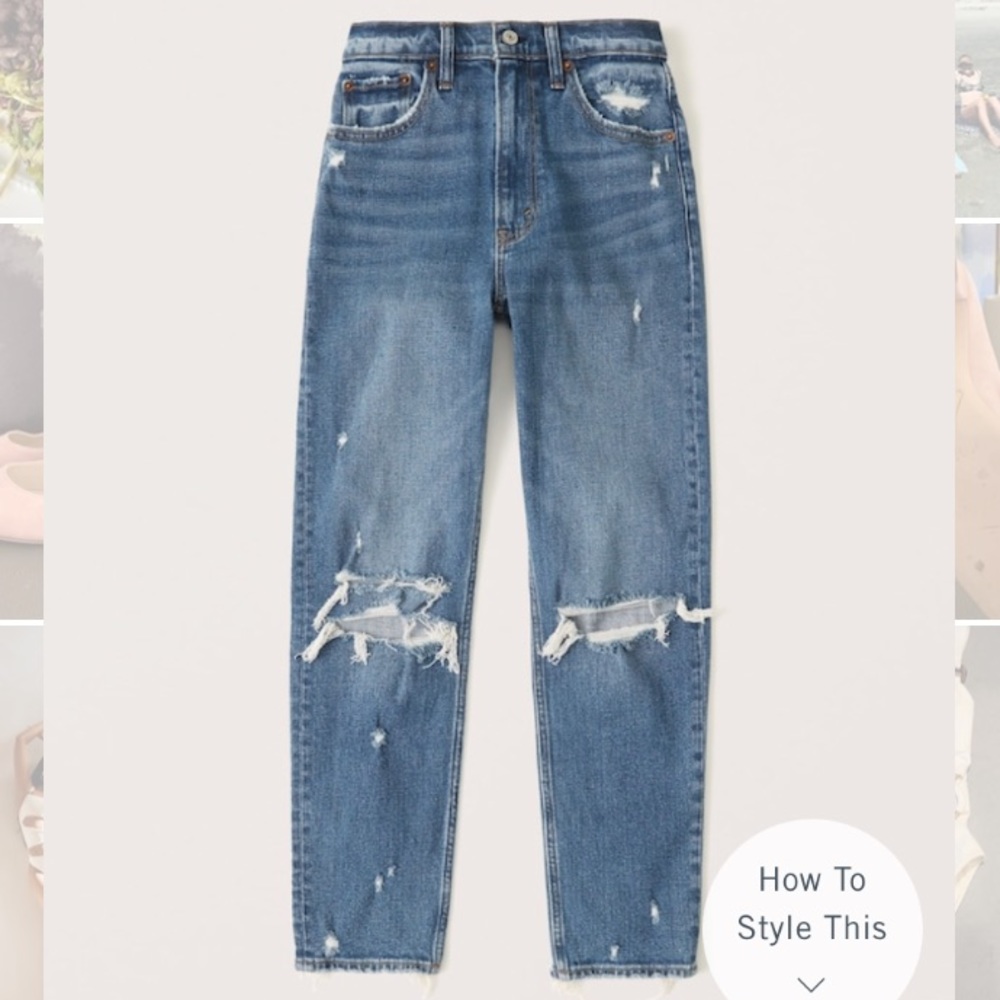 Abercrombie High Rise Mom Jeans Medium Wash Long